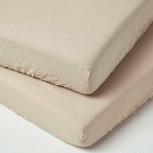 Homescapes - Natural Linen Cot Bed Fitted Sheets 70 x 140 cm, Pack of 2 - Natural