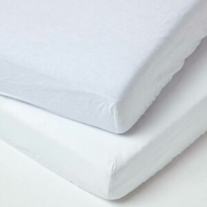 Homescapes - White Linen Fitted Cot Sheet 60 x 120 cm, Pack of 2 - White