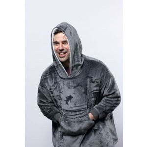 Hudi - Adult Charcoal Grey Oversized Soft Blanket Hoodie Throw - Grey