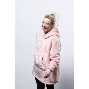 Hudi - Adult Pink Grey Oversized Soft Blanket Hoodie Throw - Pink