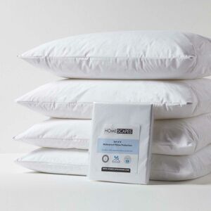HOMESCAPES Waterproof Pillow Protectors, Pack of 4 - White
