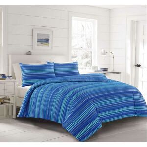 Homespace Direct - Leon Blue Stripe Duvet Cover Set Modern Fresh Bedding Double - Blue