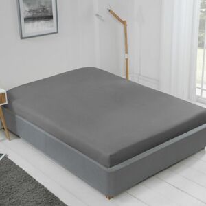 Lyla Easy Care Microfibre Fitted Sheet, Grey, Double - Lifestyle