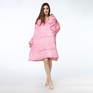 Livingandhome - Pink Sherpa Flannel Oversized Hoodie Blanket