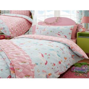 PORTFOLIO HOME Magical Unicorns Childrens Toddler Duvet Cover Set Bedding Blue Girls Bedroom - Blue