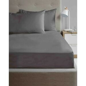 Rapport Home - Microfibre Charcoal Double Fitted Sheet Luxury Easy Care Non-Iron Bedding - Charcoal