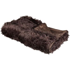 BELIANI Modern Bedding Throw Polyester Fabric Shaggy Fuzzy Bedroom Brown Delice - Brown