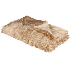 BELIANI Modern Bedding Throw Polyester Fabric Shaggy Fuzzy Bedroom Light Brown Delice - Brown