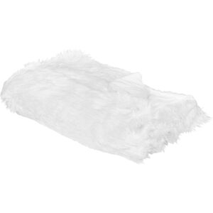 BELIANI Modern Bedding Throw Polyester Fabric Shaggy Fuzzy Bedroom White Delice - White