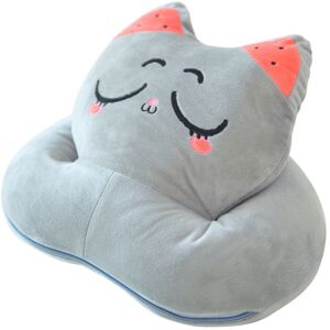 PESCE Multifunctional pillow & Hand warmer & blanket & cushion cute animal Grey Fat 1.7cm