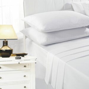 Night Zone - Easy Care Polycotton Fitted Sheet, White, Double