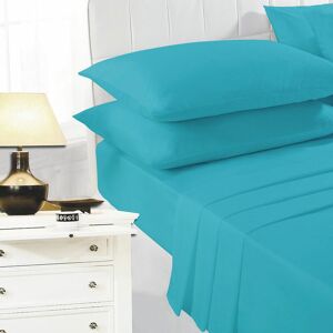 Easy Care Polycotton Flat Sheet, Teal, Double - Night Zone