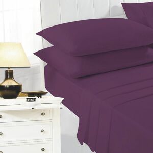 Night Zone - Easy Care Polycotton Flat Sheet, Plum, Double