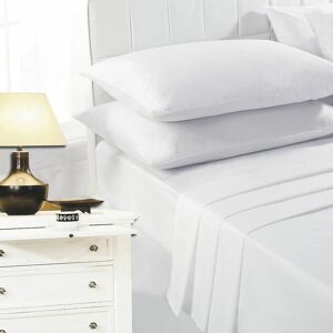 Night Zone - Easy Care Polycotton Flat Sheet, White, Double