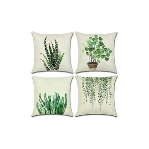 ORCHIDÉE OrchidOutdoor Cushion Cover, 4 Piece Green Leaf Pattern Waterproof Pillow Case Set, Suitable for Courtyard Garden Living Room Bedroom Decoration,