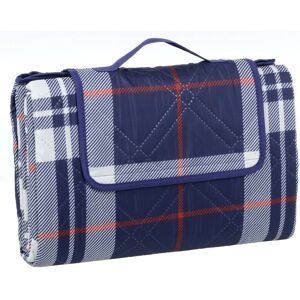 AZUMA Family Picnic Blanket Waterproof Travel Rug Camping Mat Navy Check xl 150x200cm - Navy