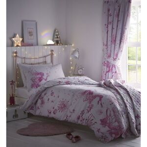 PORTFOLIO HOME Portfolio Fairy Princess Pink Double Duvet Cover Set Childrens Bedroom Quilt Bedding - Multicoloured