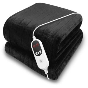 Purus Black Electric Throw Heated Blanket 160x120cm Soft Fleece Blanket Black - Black