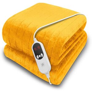 Gold Electric Throw Heated Blanket 160x120cm Soft Fleece Blanket Gold - Gold - Purus