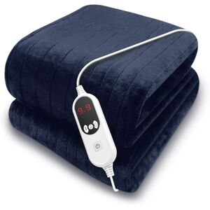 Navy Blue Electric Throw Heated Blanket 160x120cm Soft Fleece Blanket Navy Blue - Navy Blue - Purus