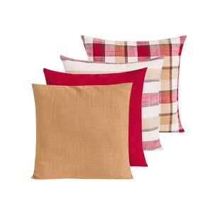PESCE Red Plaid Throw Pillow Covers 18x18 Set of 4 ,Plaid Stripe Decorative Farmhouse Pillowcase Cushion Covers for Sofa Bedroom