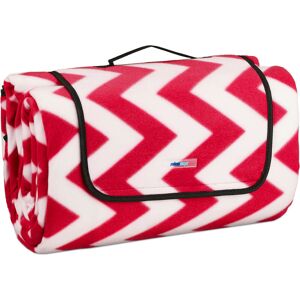 Xxl Picnic Blanket, Aluminium Coating, Folding Beach Rug with Handle, 200x300 cm, Soft, Red/White - Relaxdays