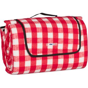 Xxl Picnic Blanket, Aluminium Coating, Folding Beach Rug with Handle, 200x300 cm, Soft, Red/White - Relaxdays