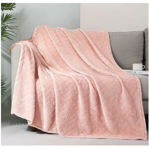 Rhafayre - Plush Fleece Throw Blanket ,Queen Size Couch Blanket, Soft Fluffy Sofa Decorative Blanket- Cozy and Lightweight,Pink, 127 x 152cm