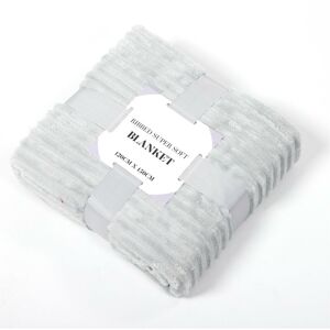 Asab - Ribbed Super Soft Blanket 120cm x 150cm - Grey - grey