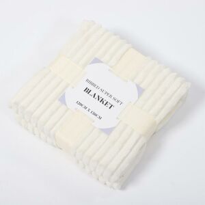 Asab - Ribbed Super Soft Blanket 120cm x 150cm - Cream - cream