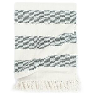 Berkfield Home - Royalton Throw Cotton Stripe 125x150 cm Dark Green