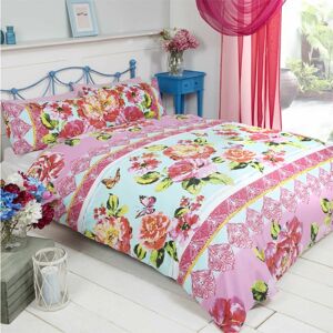 RAPPORT HOME Sanaa Super king Bed Duvet Cover Bedding & 2 Pillowcase Set, Bright Flowers & Butterflies - Multicoloured