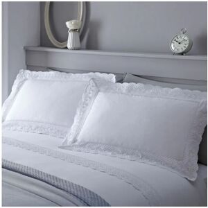 Serene Renaissance Lace Trim Duvet Cover Set, White, Single