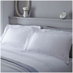 Serene - Renaissance Lace Trim Duvet Cover Set, White, King