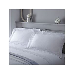 Serene - Renaissance Lace Trim Duvet Cover Set, White, Double