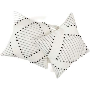 PESCE Set of 2 Boho Throw Pillow Covers 18x18 Tufted Diamond Decorative Pillow Covers, Modern Accent Farmhouse Woven Cases, Square Neutral Throw Pillows