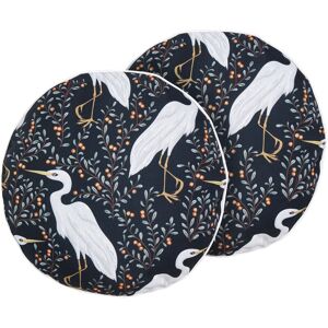 Beliani - Set of 2 Garden Cushions Outdoor Scatter Pillow 40 cm Polyester Bird Motif Round Black Pianazzo - Black