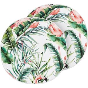 Beliani - Set of 2 Garden Cushions Outdoor Scatter Pillow 40 cm Polyester Flamingo Motif Round Multicolour Ellera - Multicolour