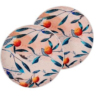 BELIANI Set of 2 Garden Cushions Outdoor Scatter Pillow ⌀ 40 cm Polyester Leaf Pattern Multicolour Pialpetta - Multicolour