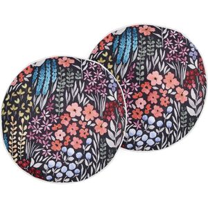 BELIANI Set of 2 Garden Outdoor Throw Pillows Scatter Cushions Round Floral Print Motif ⌀ 40 cm Multicolour Castelaro - Multicolour