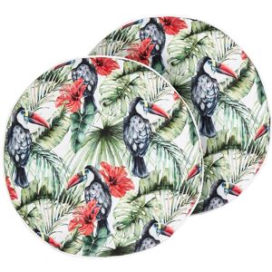 Beliani - Set of 2 Garden Outdoor Throw Pillows Scatter Cushions Round Toucan Motif Print 40 cm Multicolour Mallare - Multicolour