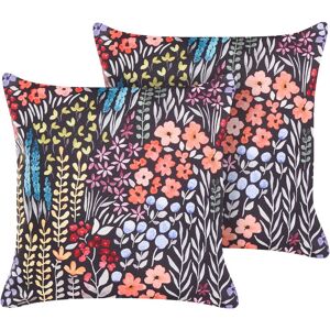 Beliani - Set of 2 Garden Outdoor Throw Pillows Scatter Cushions Square Floral Print Motif 45 x 45 cm Multicolour Castelaro - Multicolour