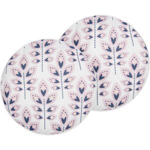 Beliani - Set of 2 Outdoor Garden Scatter Cushions Throw Pillows Cover Leaves Motif ⌀ 40 cm Polyester Beige Torretta - Beige