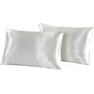 Set of 2 Pillowcases, Soft Pillow Cover Takes Care of Your Skin and Anti-Hair Loss, Anti-mite and Hypoallergenic, White, 50 x 75 cm - Alwaysh