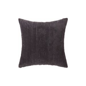 Orchidée - Set of 2 Striped Corduroy Square Throw Pillow Covers for Couch (16', Dark Grey)