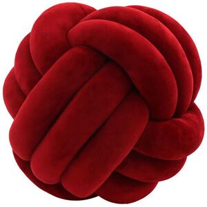 Lune - Small knotted sofa cushion three-strand three-ball pillow decorative cushion(Wine red)