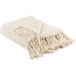 Beliani - Traditional Cotton Throw Blanket 125 x 150 cm Waffle Weave Beige Malu - Beige