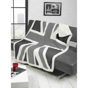 Rapport Home - Union Jack British United Kingdom Flag Soft Grey White Black Throw Throwover - White