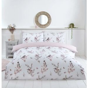 RAPPORT HOME Vintage Toile Birds/Floral Duvet Cover Set Multi Reversible Bedding 100% Microfibre Polyester Single - Multi