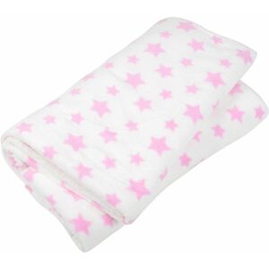 MICRO-PRO White With Pink Stars Coral Fleece Blanket Home Sofa Bed Fleece Throw 150x200cm